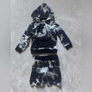 Dolce & Gabbana Black & Gray Camouflage Kids Hoodie and Shorts Set